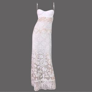 D&G by Dolce & Gabbana Sheer Ivory Knit Bra Lace Gown Dress, S / S 2006